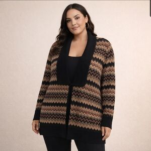 Misook Plus Size 2X  Chevron Knit Cardigan Coat